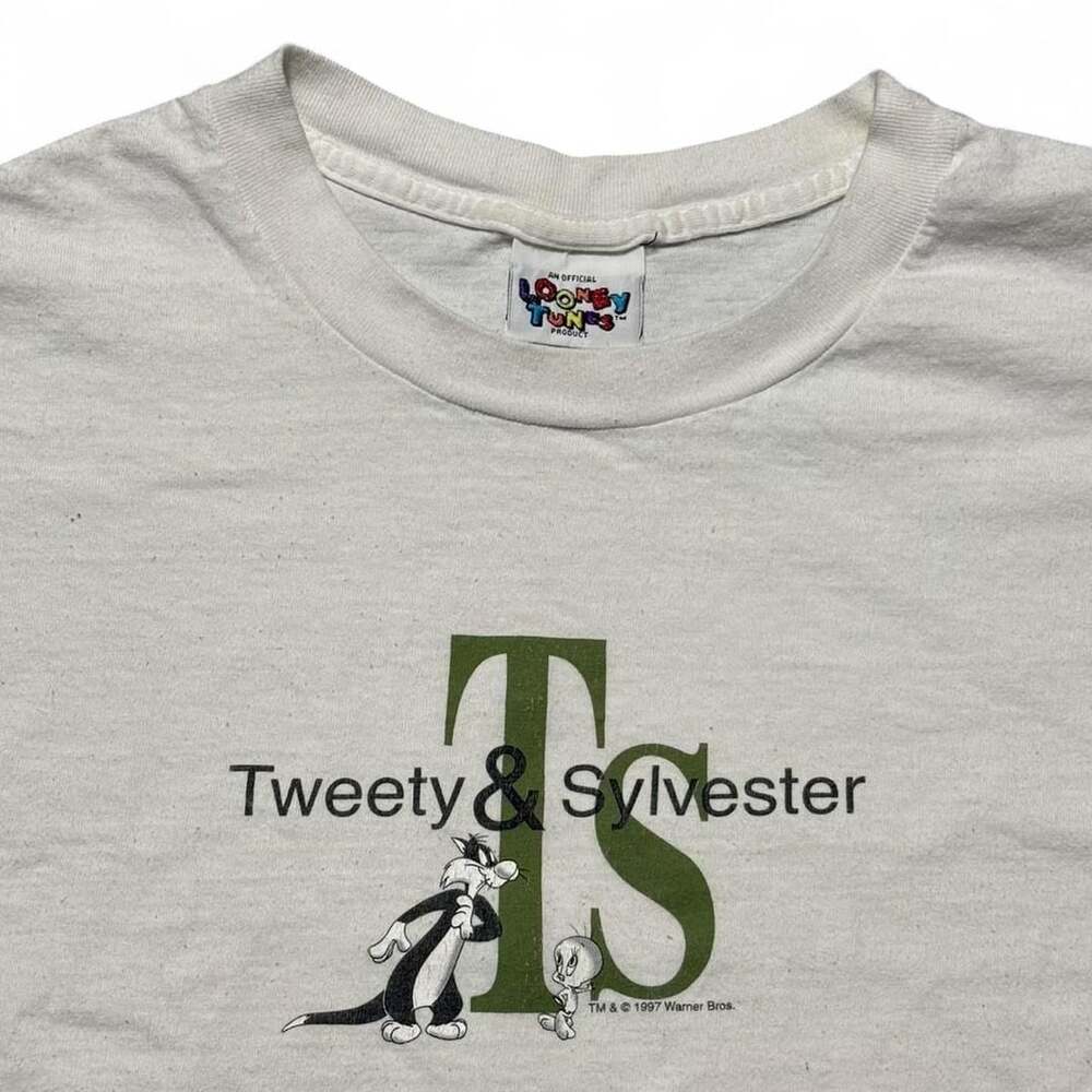 Looney Tunes Tweety & Sylvester T-Shirt Size M White 1996 Vintage
